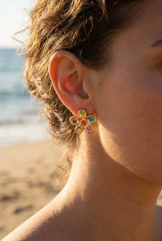 Boucles d'oreilles en acier inoxydable — Multicolore