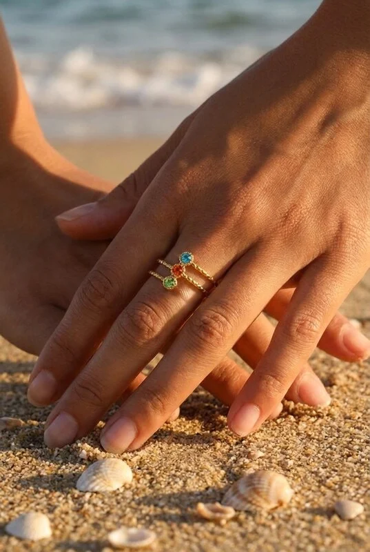 Bague en acier inoxydable ajustable — Multicolore