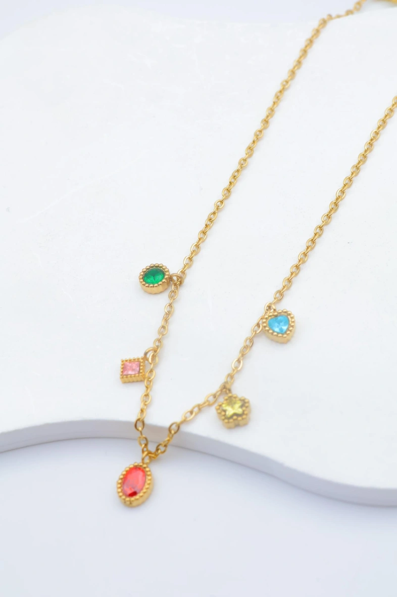 Stainless steel necklace — Multicolor