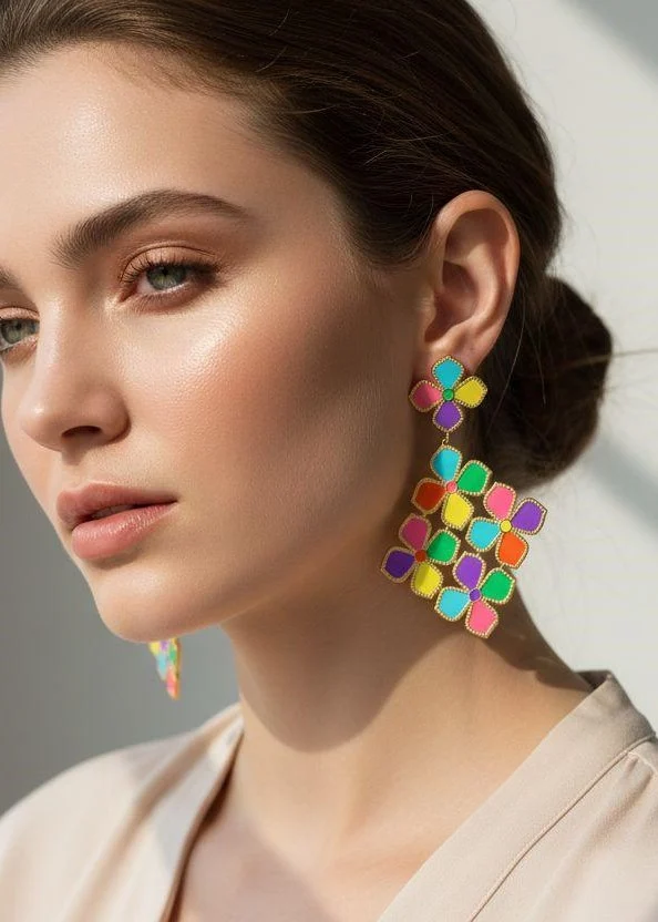 Boucles d'oreilles en acier inoxydable — Multicolore