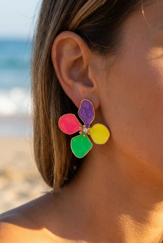 Stainless steel earrings — Multicolor