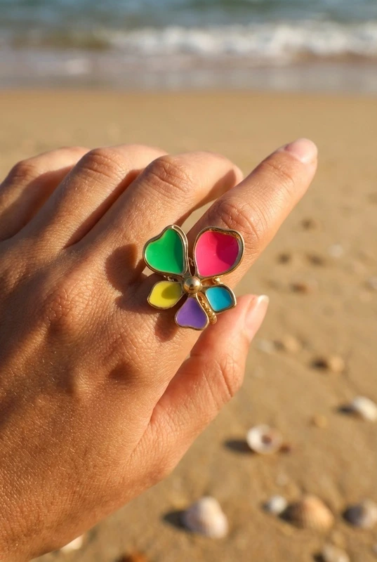 Bague en acier inoxydable ajustable — Multicolore