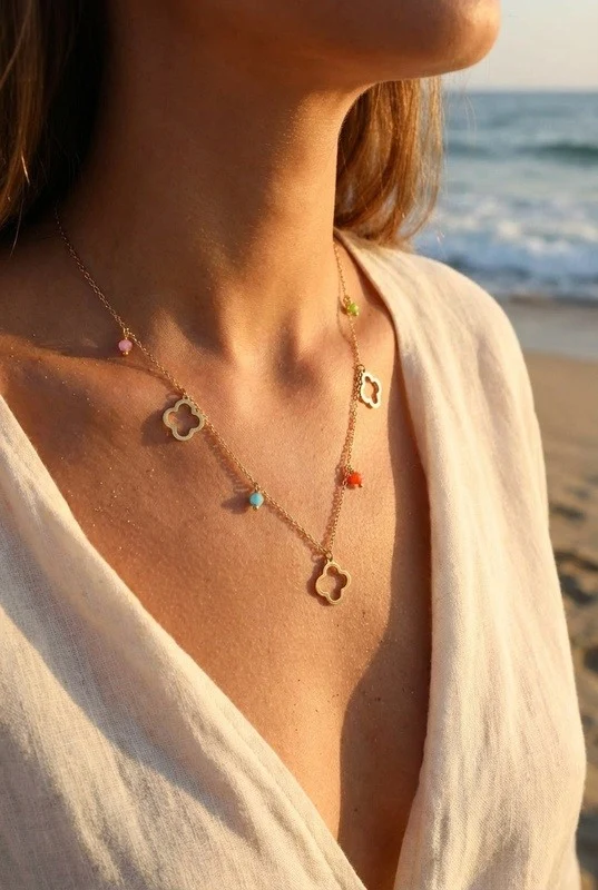 Stainless steel necklace — Multicolor