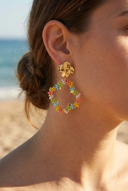 Boucles d'oreilles en acier inoxydable — Multicolore