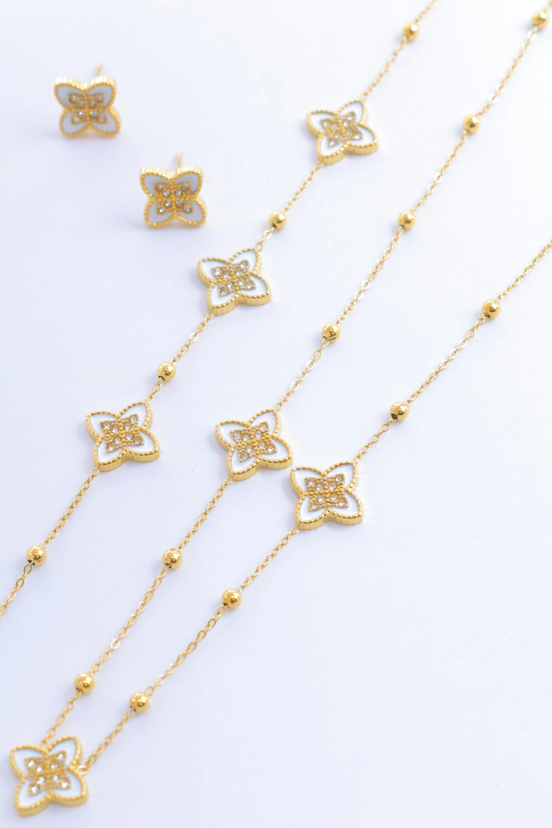 Parure trèfle quadrilobe émail