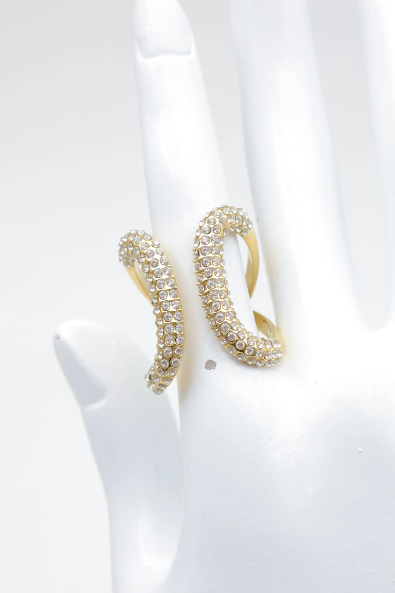 Rhinestone-paved wave ring 2