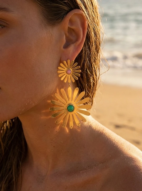 Boucles d'oreilles en acier inoxydable — Multicolore