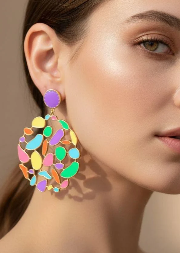 Stainless steel earrings — Multicolor