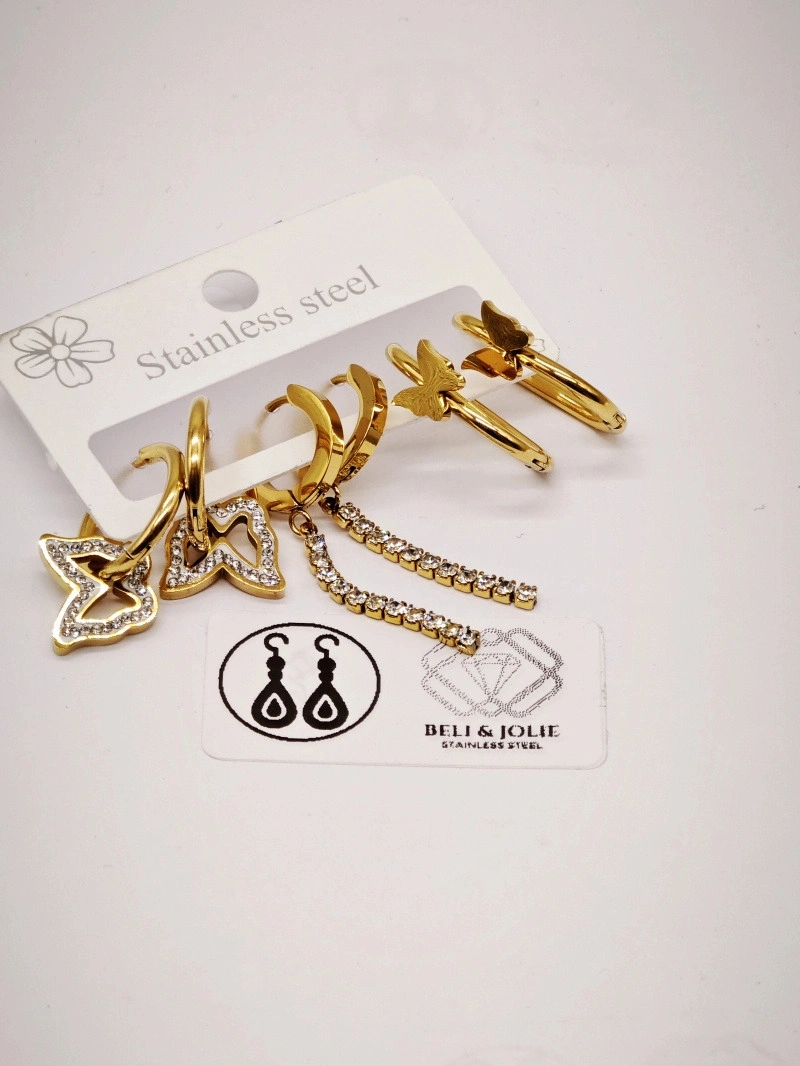 Lot de 3 paires de boucles d’oreilles créoles en acier inoxydable