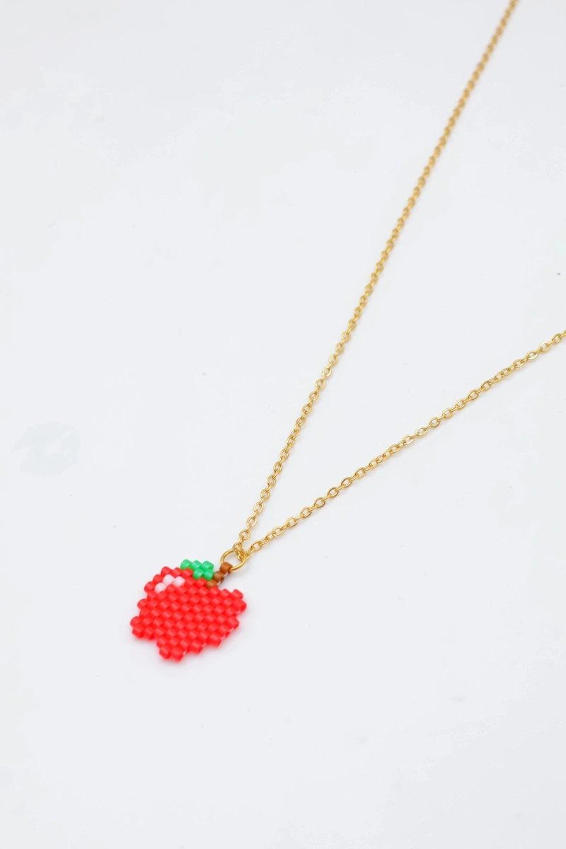 Collier en acier inoxydable avec pendentif pomme en perles Miyuki 2