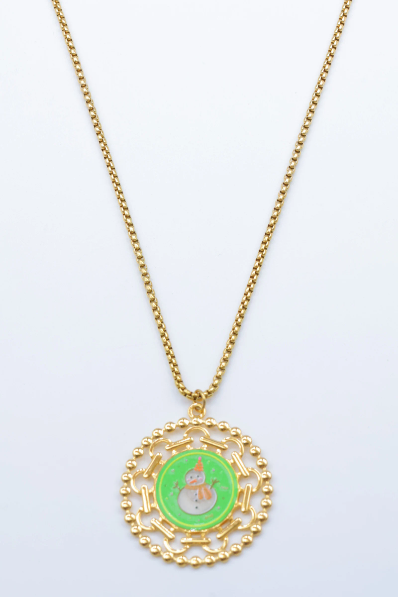 Collier pendentif motif bonhomme de neige en acier inoxydable 2