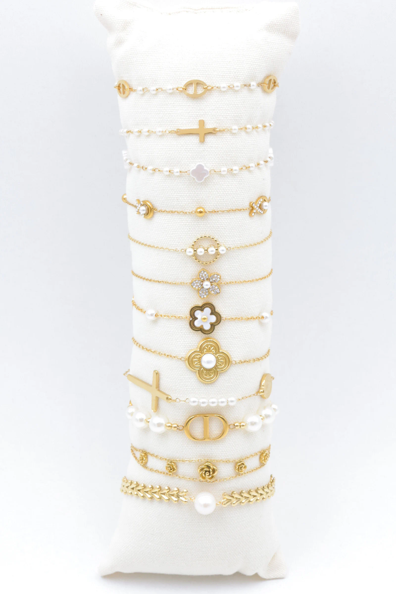 Lot de 12 bracelets en acier inoxydable avec coussin 2
