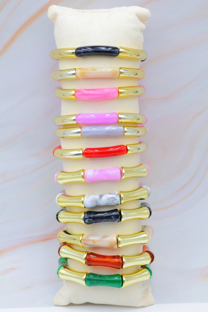Pack of 12 resin bracelets with cushion — Multicolor