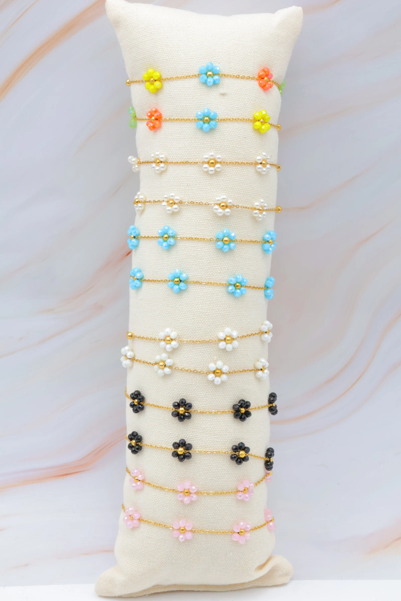Lot de 12 bracelets en acier inoxydable avec coussin — Multicolore