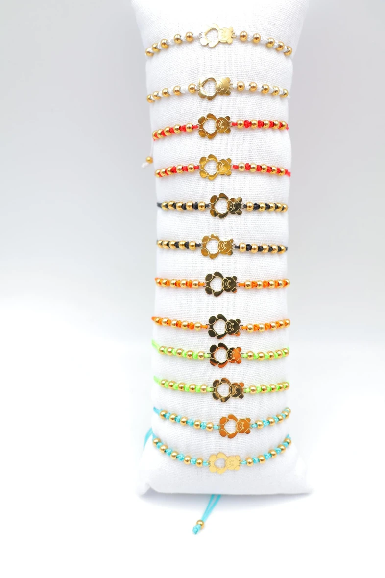 Pack of 12 stainless steel bracelets with cushion — Multicolor
