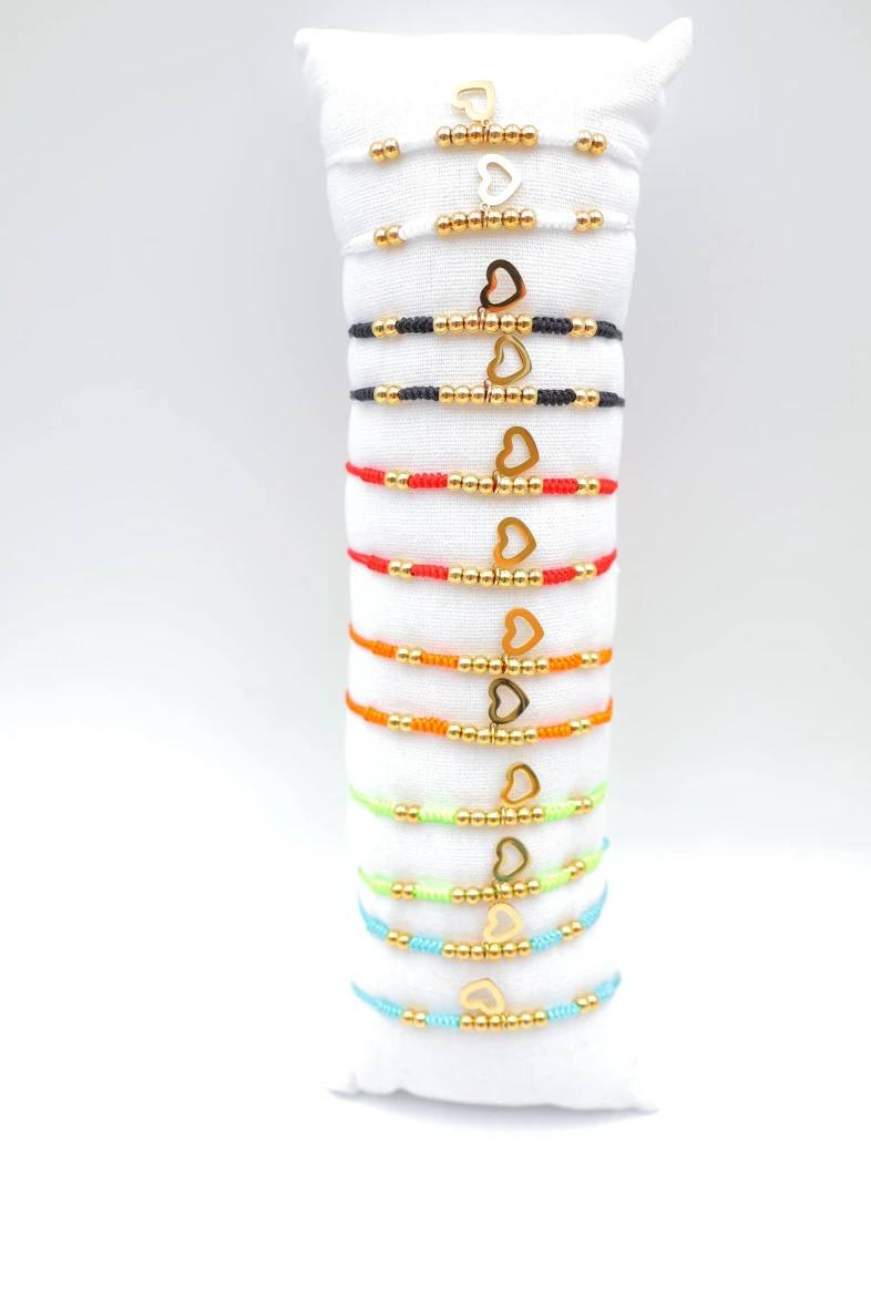 Pack of 12 stainless steel bracelets with cushion — Multicolor