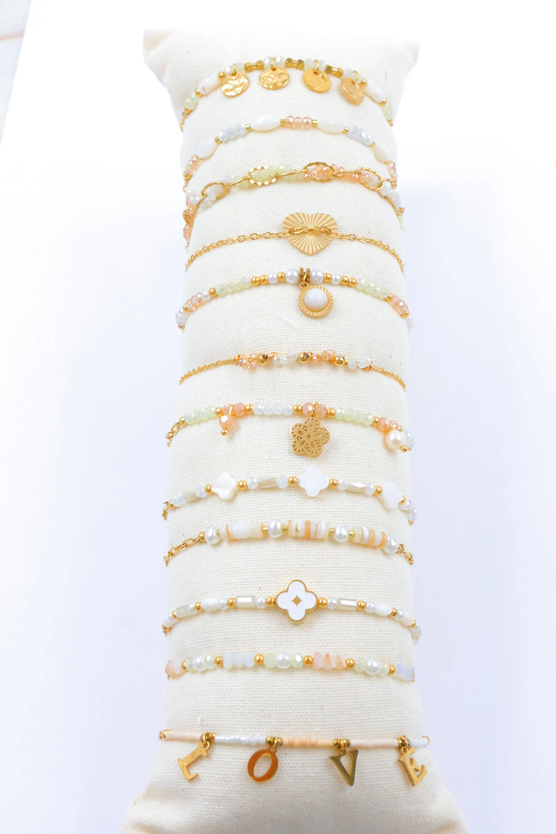 Set of 12 stainless steel bracelets with cushion 2
