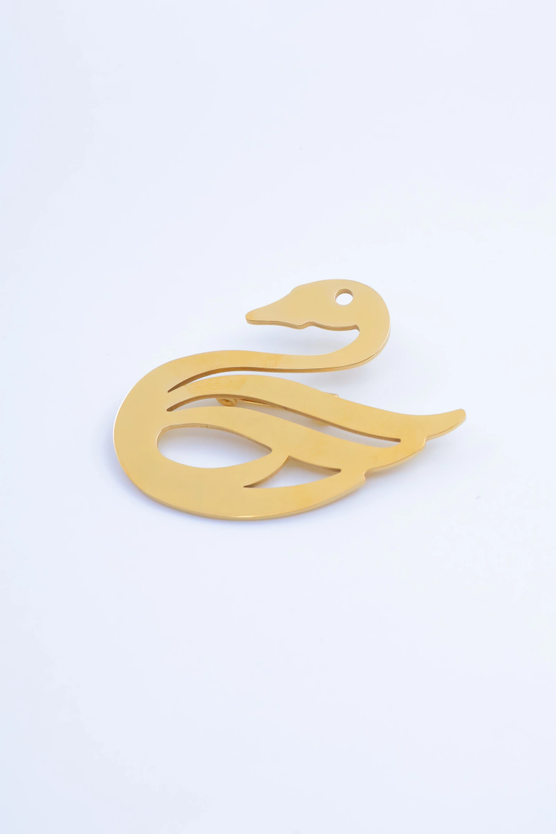 Broche cygne en acier inoxydable