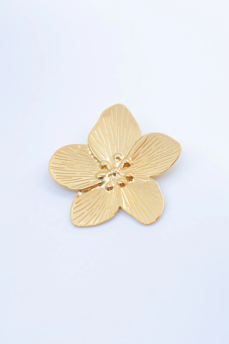 Broche fleur de prunus en acier inoxydable
