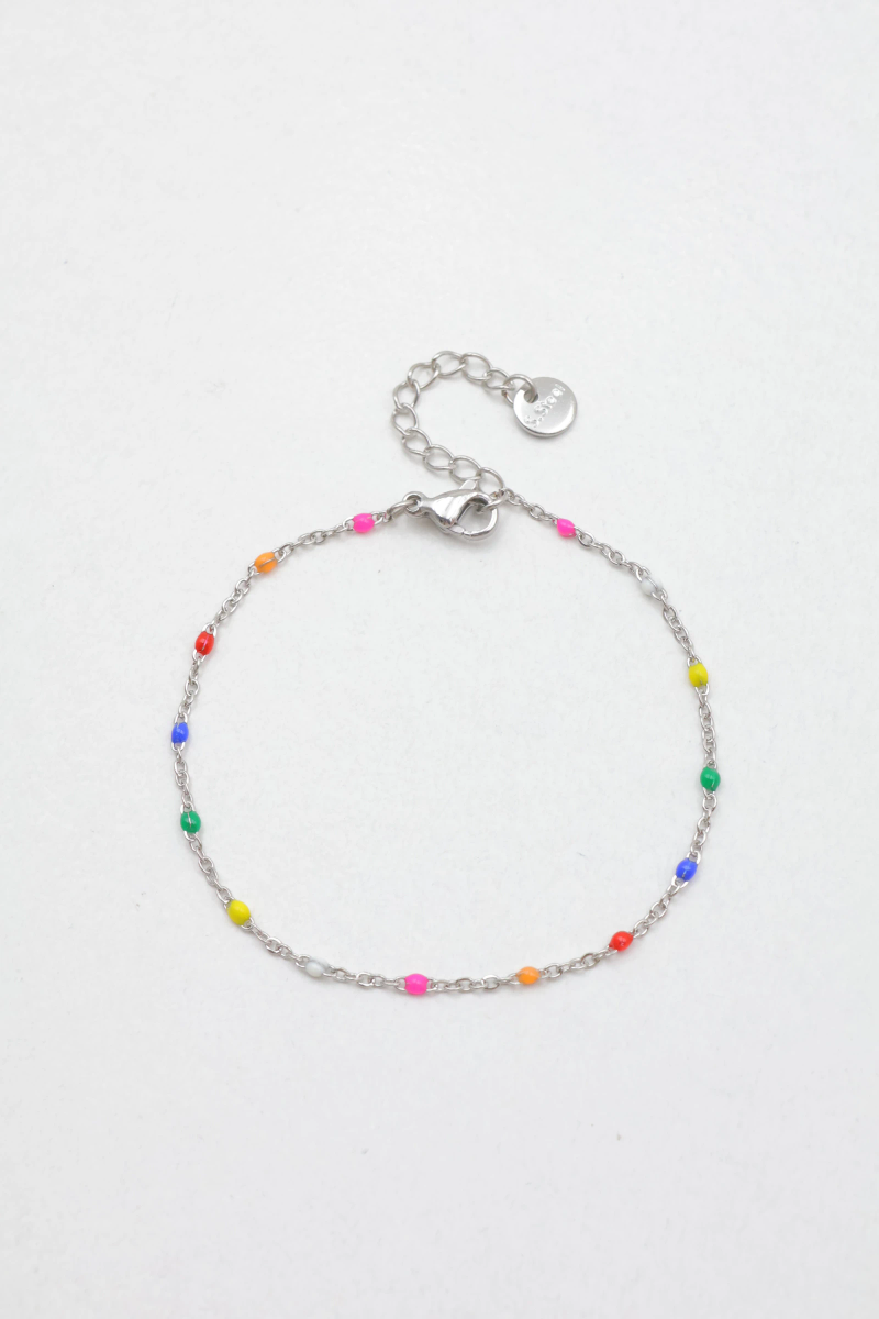 Bracelet avec maillons et pierres émaillées — Multicolore - Argent