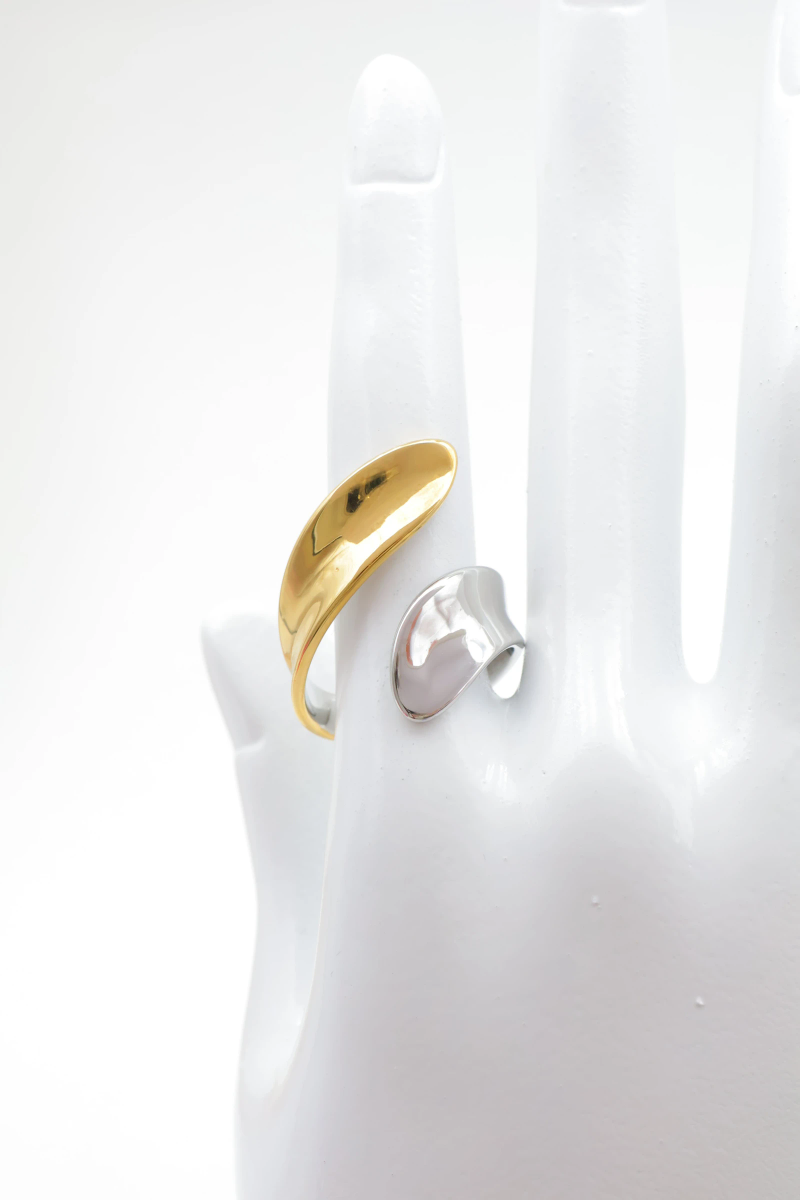 Bague ajustable en acier inoxydable — Bicolore