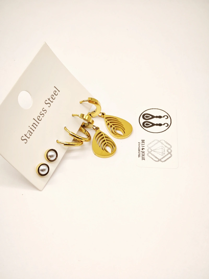 Lot de 3 paires de boucles d’oreilles en acier inoxydable