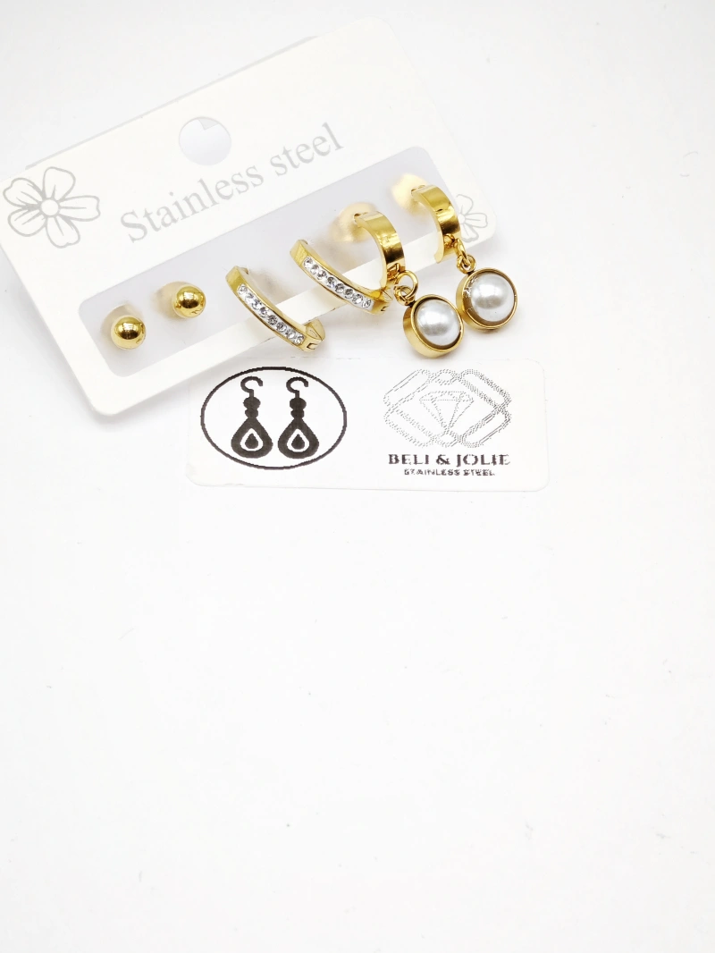 Lot de 3 différents boucles d’oreilles en acier inoxydable