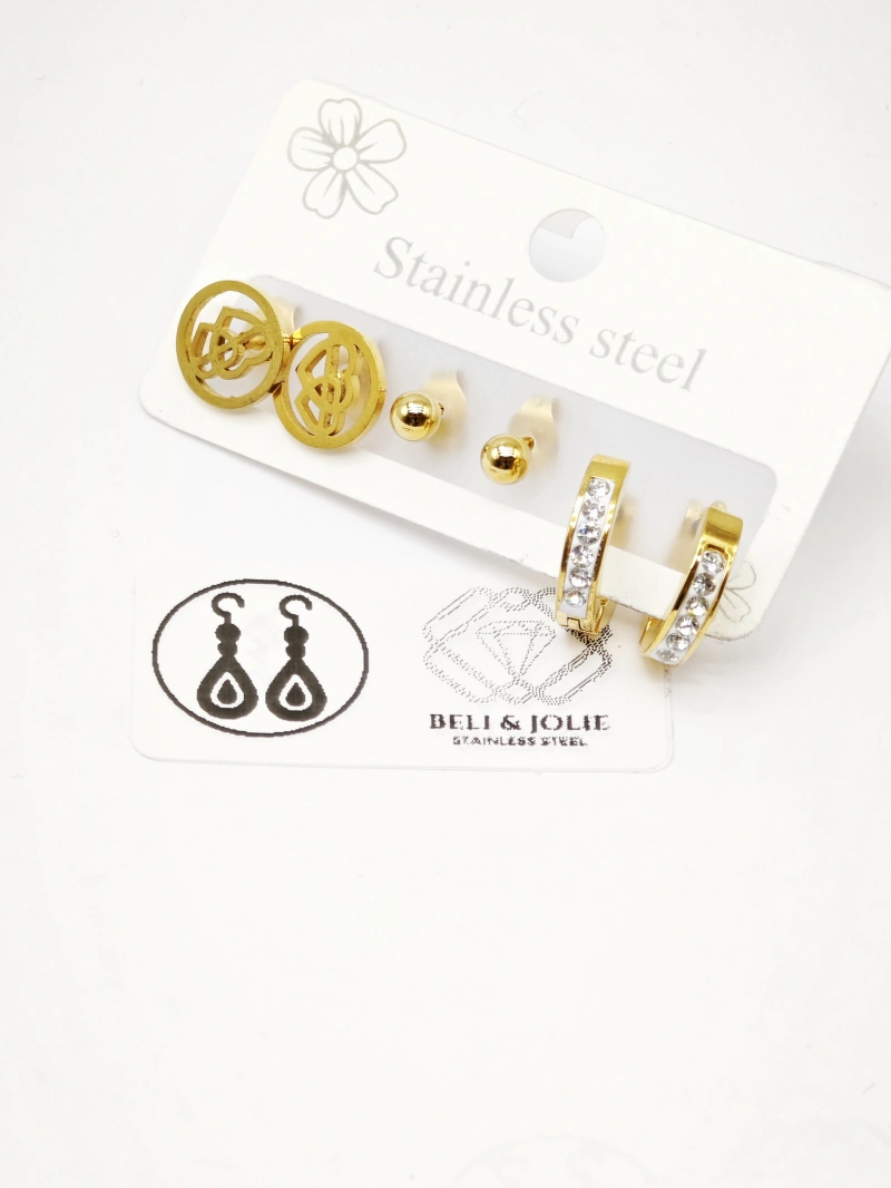 Lot de 3 paires de boucles d’oreilles en acier inoxydable