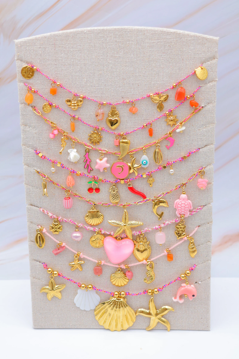 Set of 8 stainless steel necklaces with display stand 2