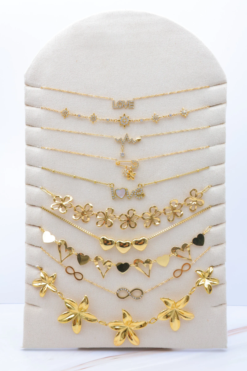 Set of 10 stainless steel necklaces with display stand 2