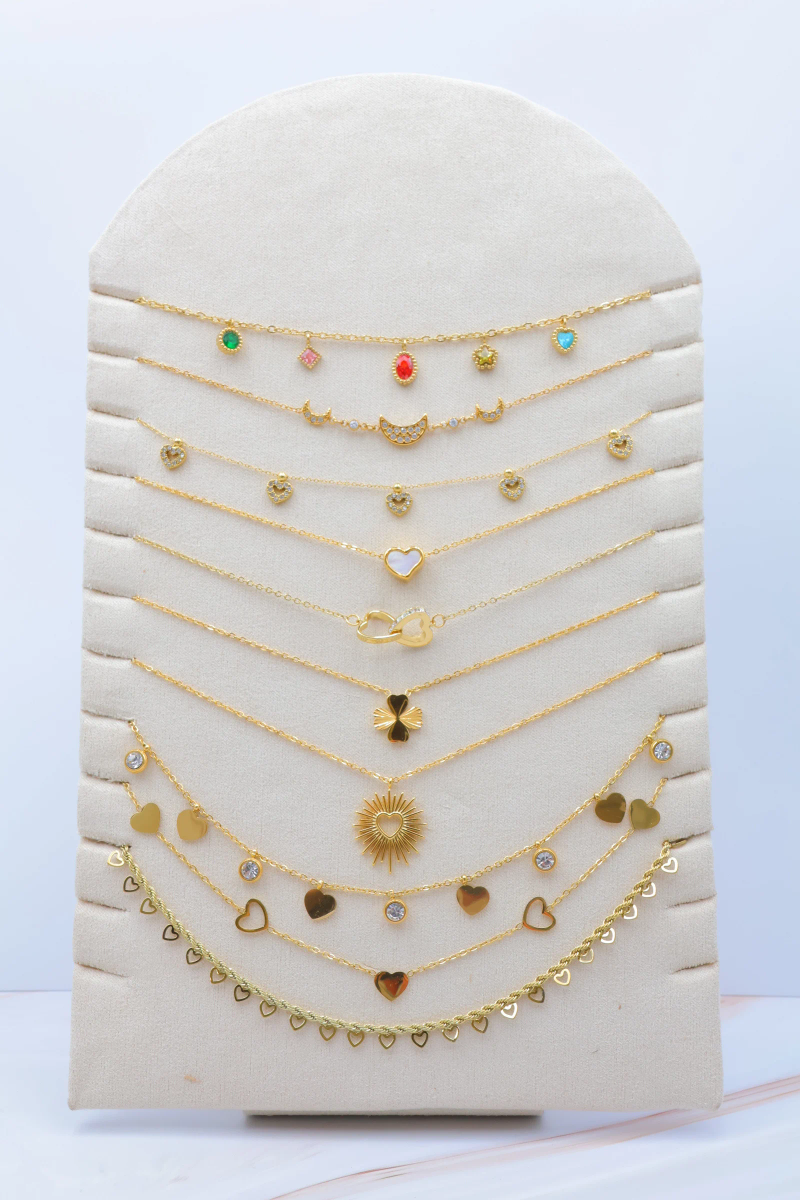 Set of 10 stainless steel necklaces with display stand 2