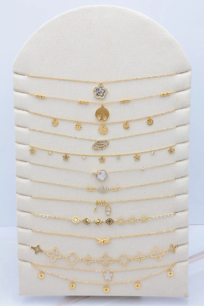 Set of 12 stainless steel necklaces with display stand 2