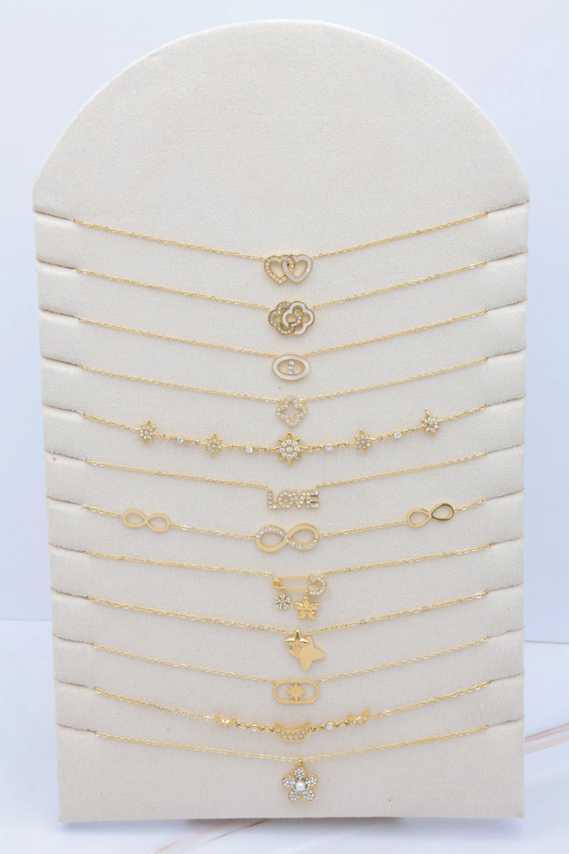 Set of 12 stainless steel necklaces with display stand 2
