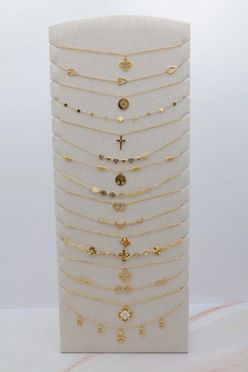 Set of 16 stainless steel necklaces with display stand 2
