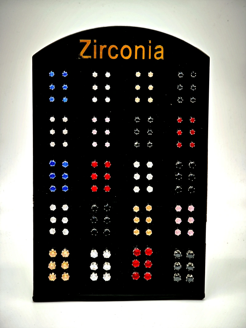 Set of 60 metal earrings with display — Multicolor