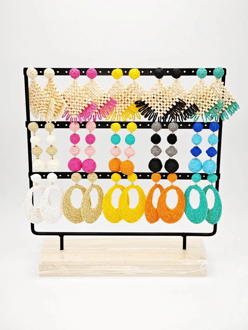 Set of 15 earrings in stainless steel with présentoir — Multicolor