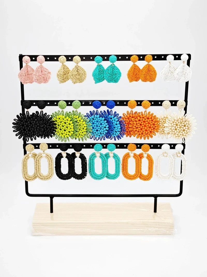 Set of 15 earrings in stainless steel with présentoir — Multicolor