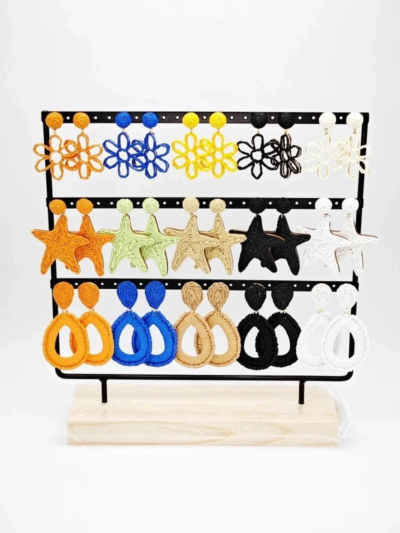 Set of 15 earrings in stainless steel with présentoir — Multicolor