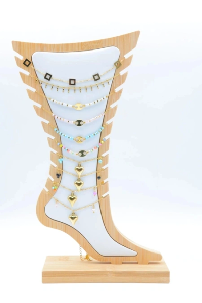 Lot de 10 chaînes de cheville en acier inoxydable avec présentoir