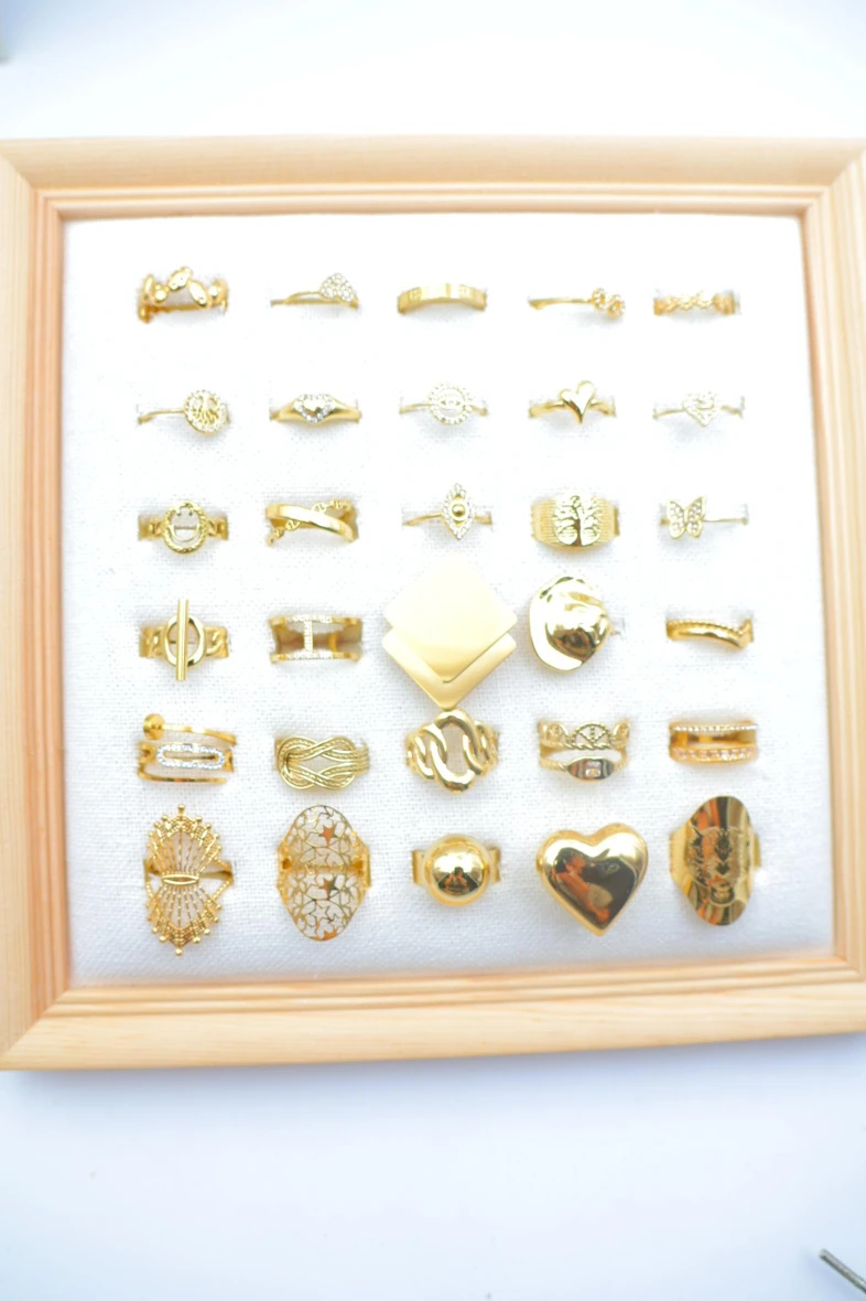 30pcs adjustable stainless steel rings with cushion 2