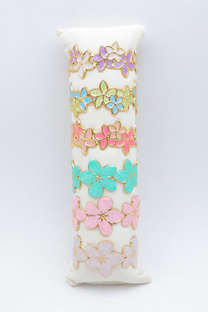 Set of 6 stainless steel bracelets with cushion — Multicolor