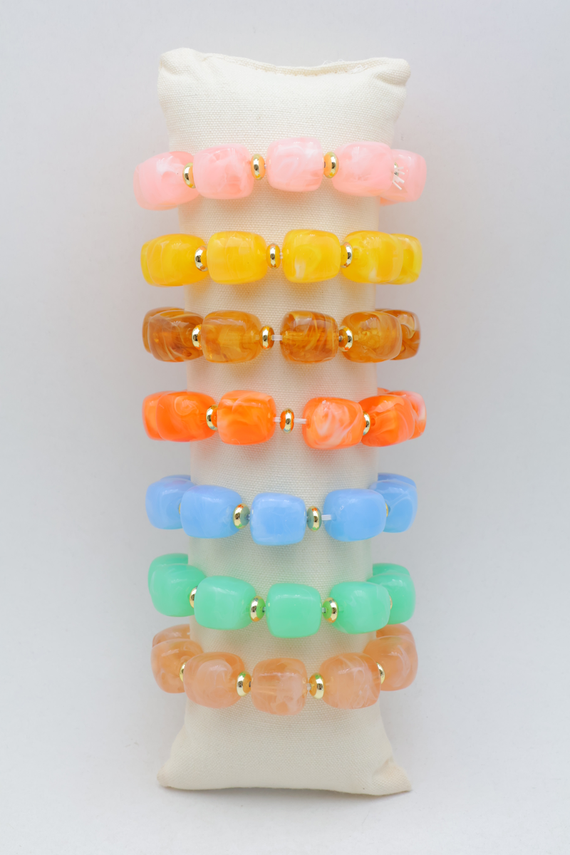 Set of 7 stainless steel bracelets with cushion — Multicolor