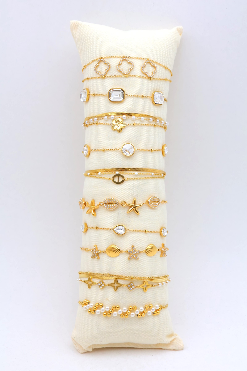 Lot de 10 bracelets en acier inoxydable avec coussin