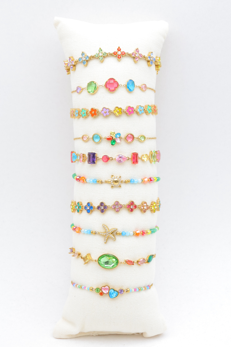 Lot de 10 bracelets chaîne fine à motifs variés