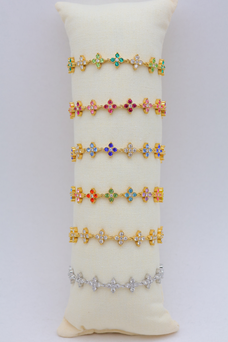 Lot de 6 bracelets chaîne trèfle sur coussin