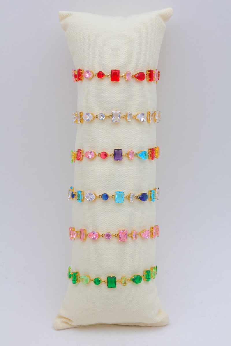 Lot de 6 bracelets chaîne perlée sur coussin