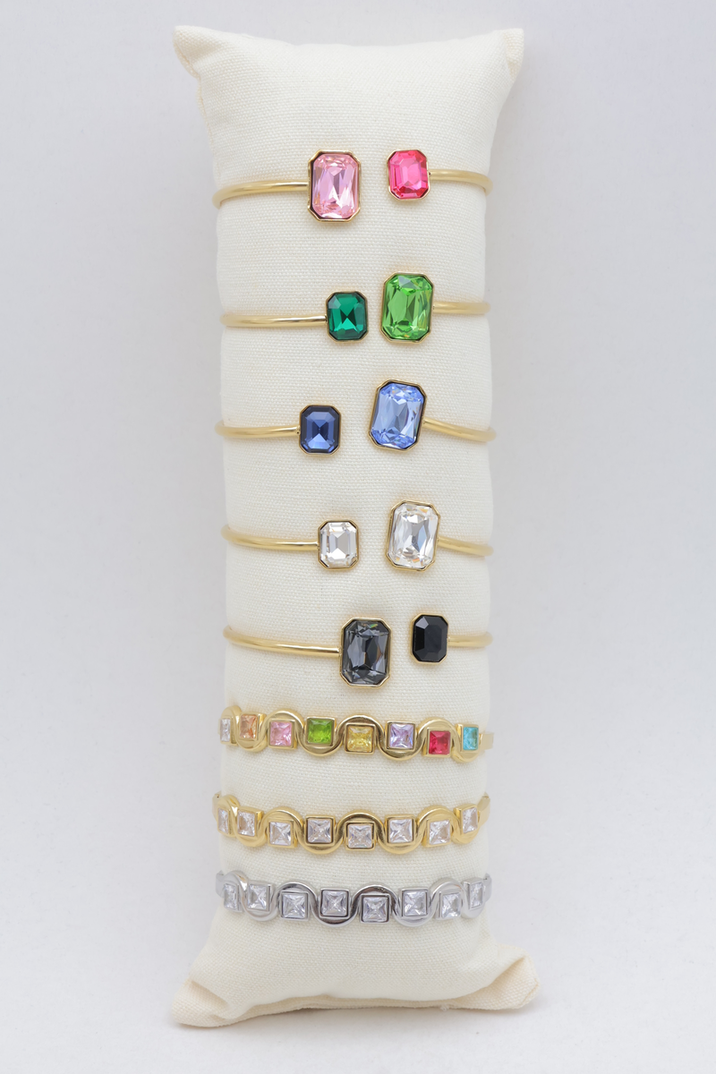 Lot de 8 bracelets jonc pierre rectangulaire et pierres carrées