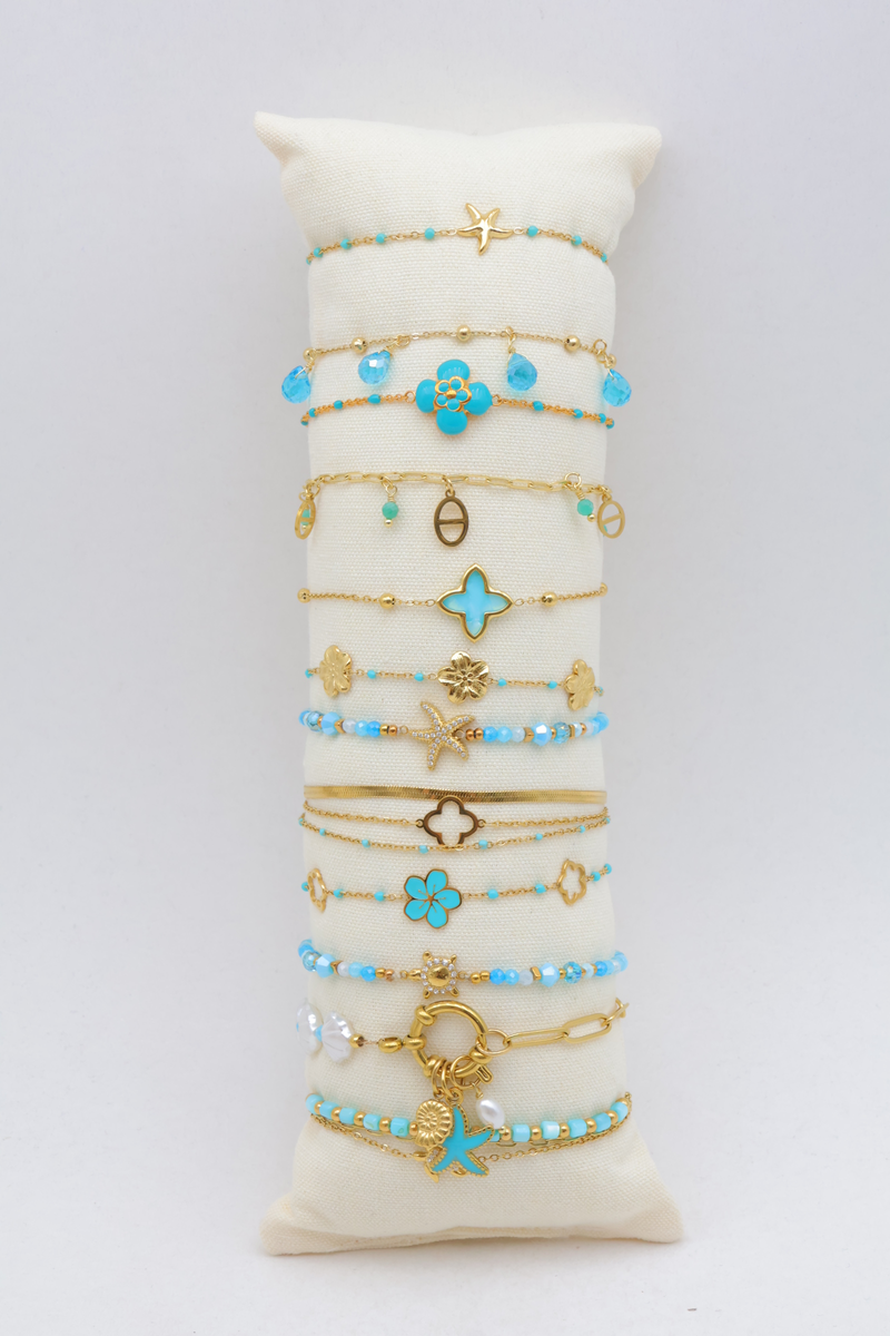 Lot de 12 bracelets motifs émaillés sur coussin