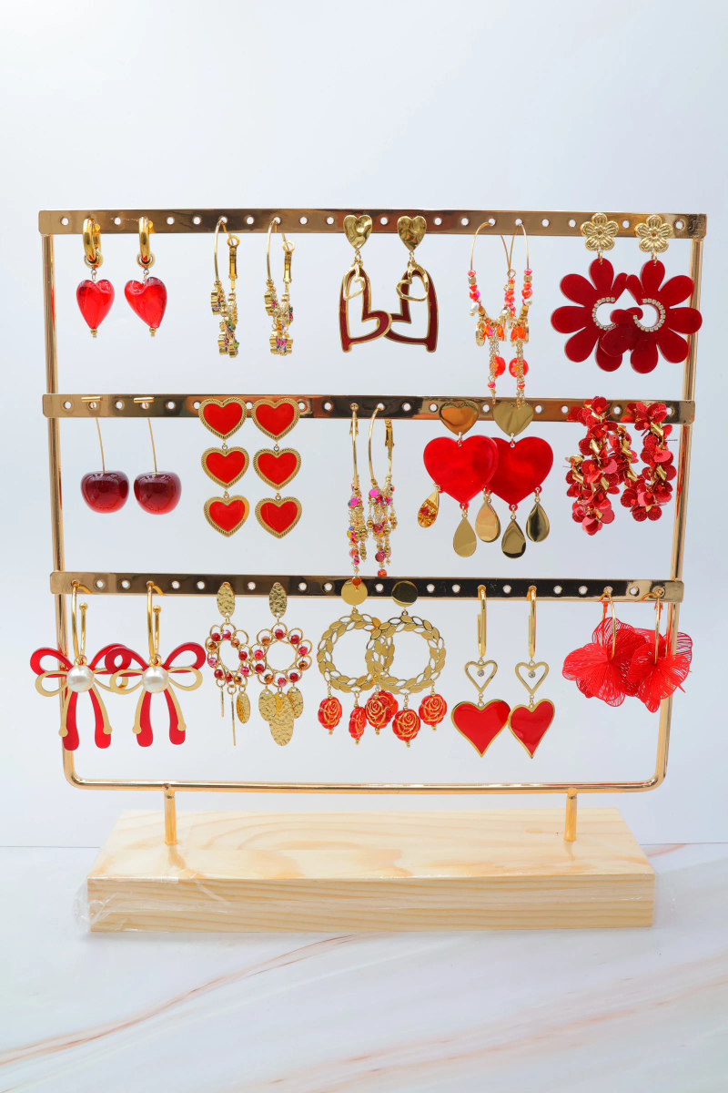 Set of 15 pairs of earrings with display stand 2