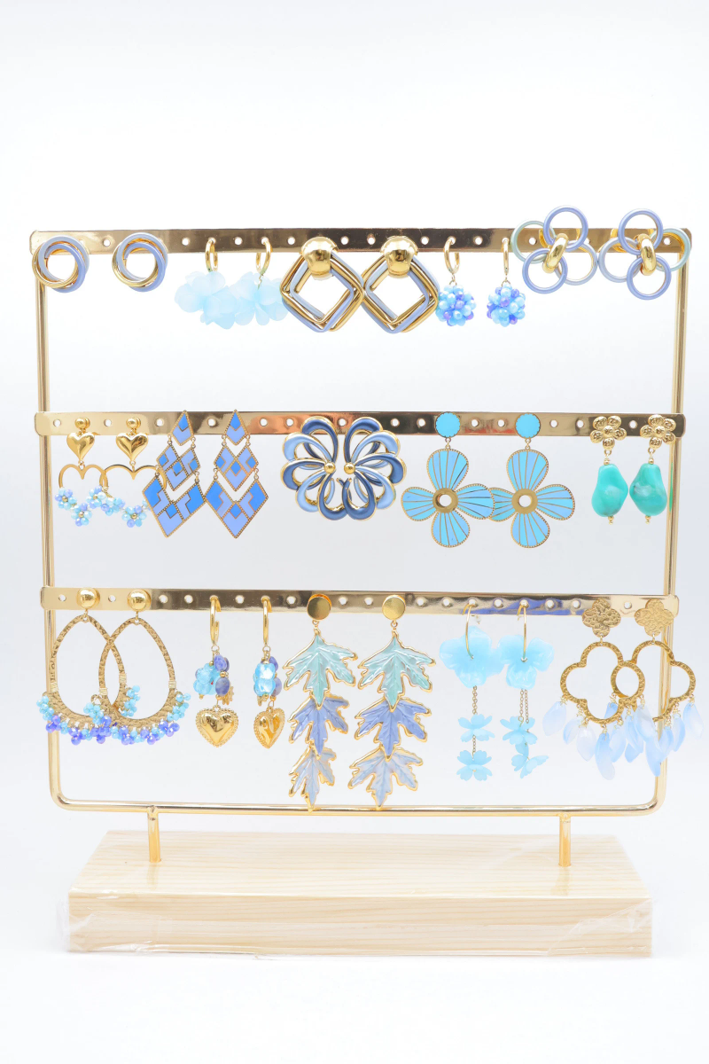 Set of 15 pairs of earrings with display stand 2